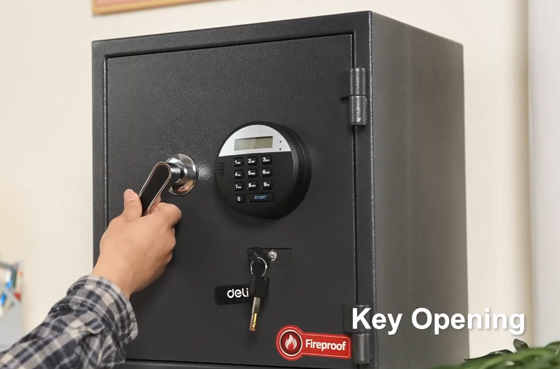 Caja ignífuga con contraseña electrónica serie 01 Deli ET580