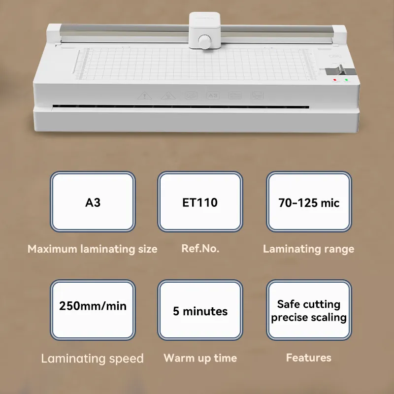 Laminadora multifuncional 3 en 1 ET110 de 70 a 125 micras, formato A3